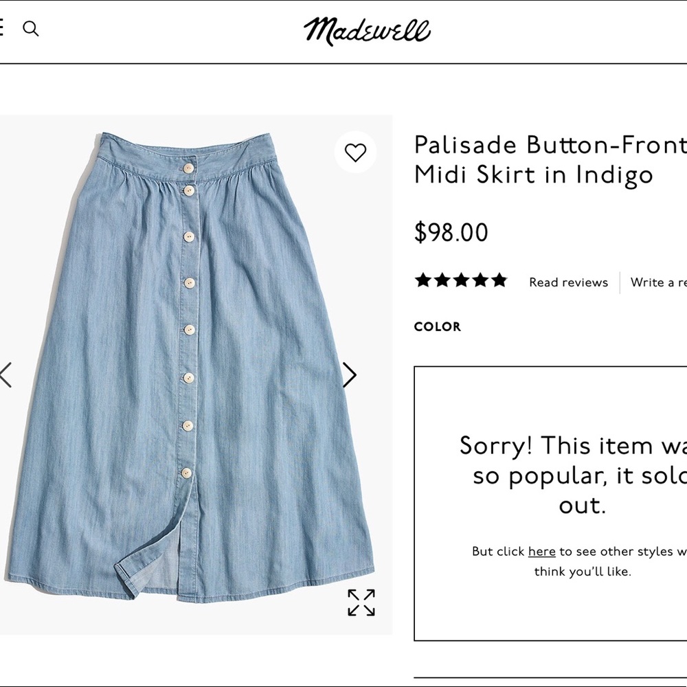 Madewell chambray Palisade skirt